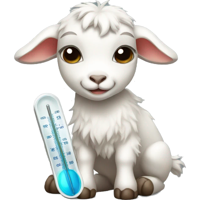sick baby goat with thermometer emoji