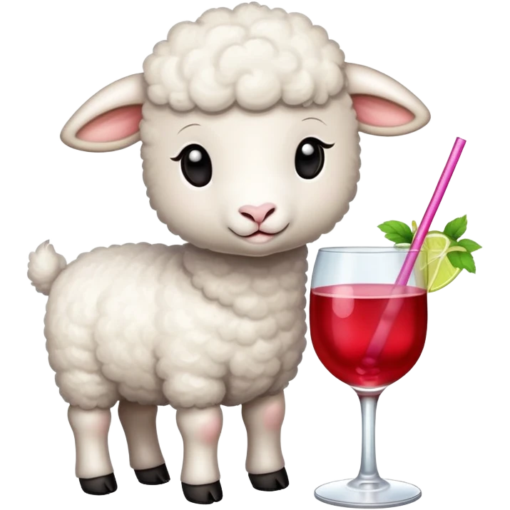 little lamb drinking wine and cocktail  emoji