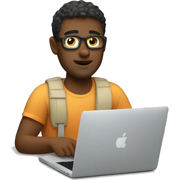 developer working on a macbook on vacation emoji