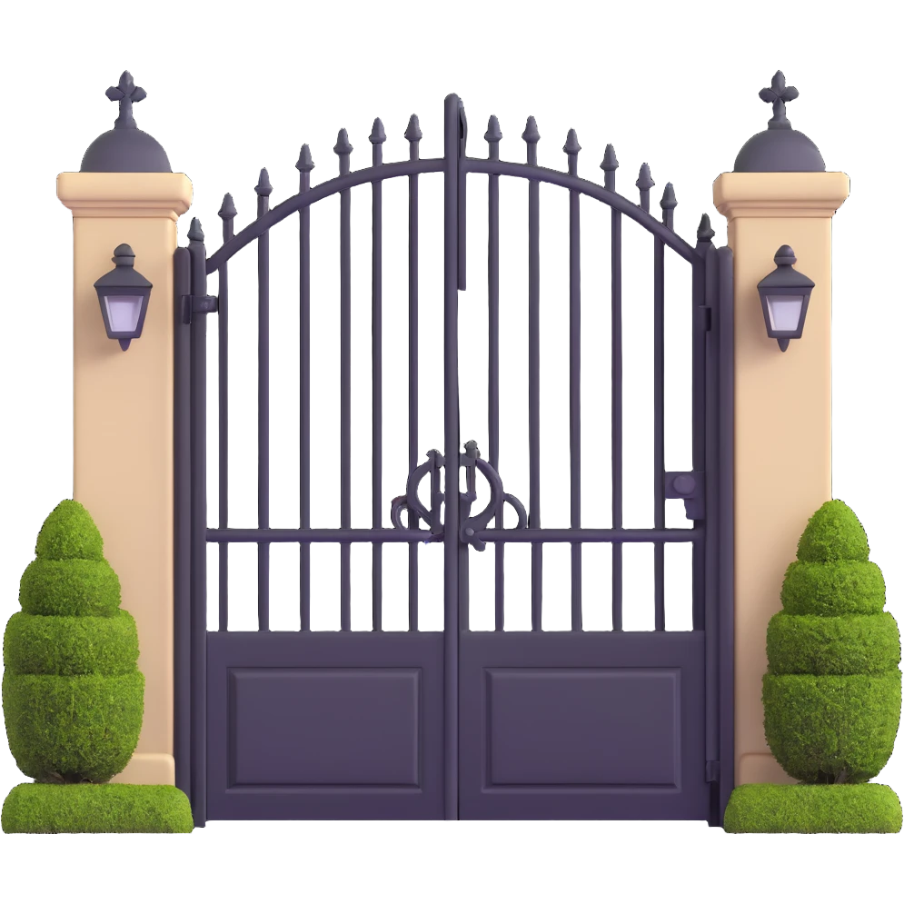 elegant house entrance with wrought iron fence and gate emoji