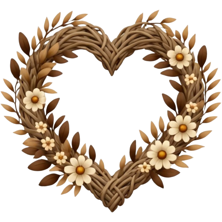 nature wreath heart, boho  emoji