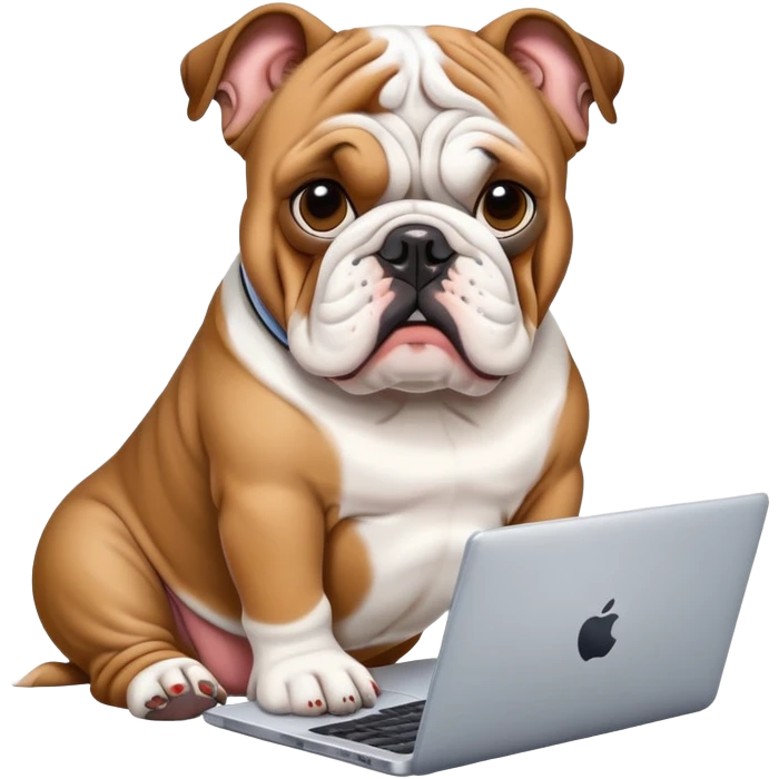 English bulldog with a laptop emoji