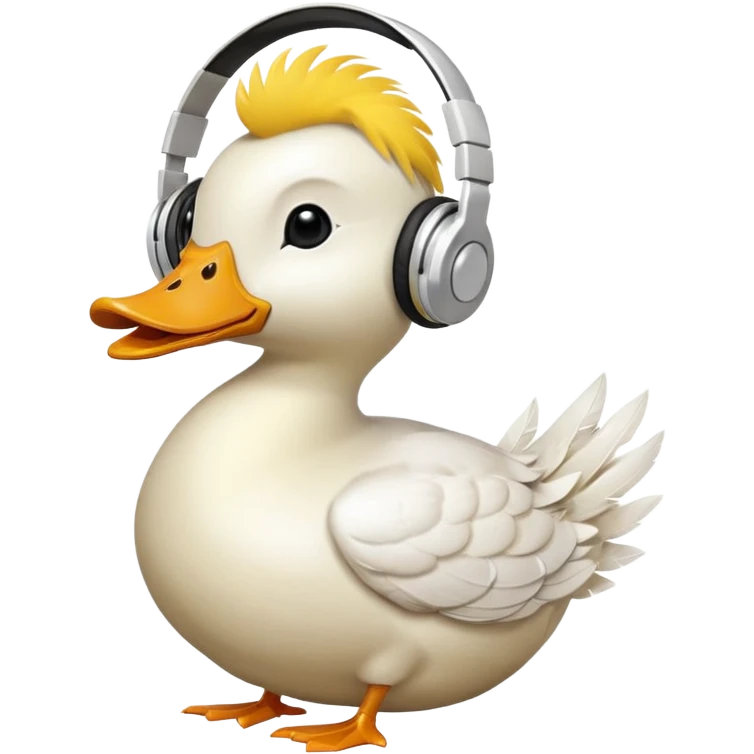 duck listening to music with headphones  emoji