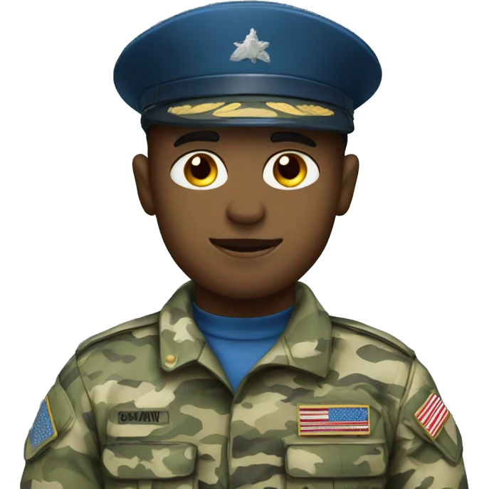 Military solider with blue camouflage uniform emoji
