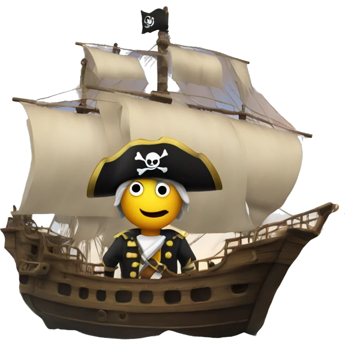 Pirate on top of a ship looking true a binocle emoji