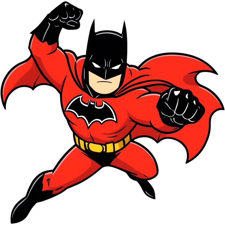 Batman wearing a red suit emoji