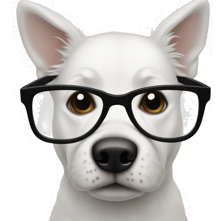 make a white dog with black glasses emoji