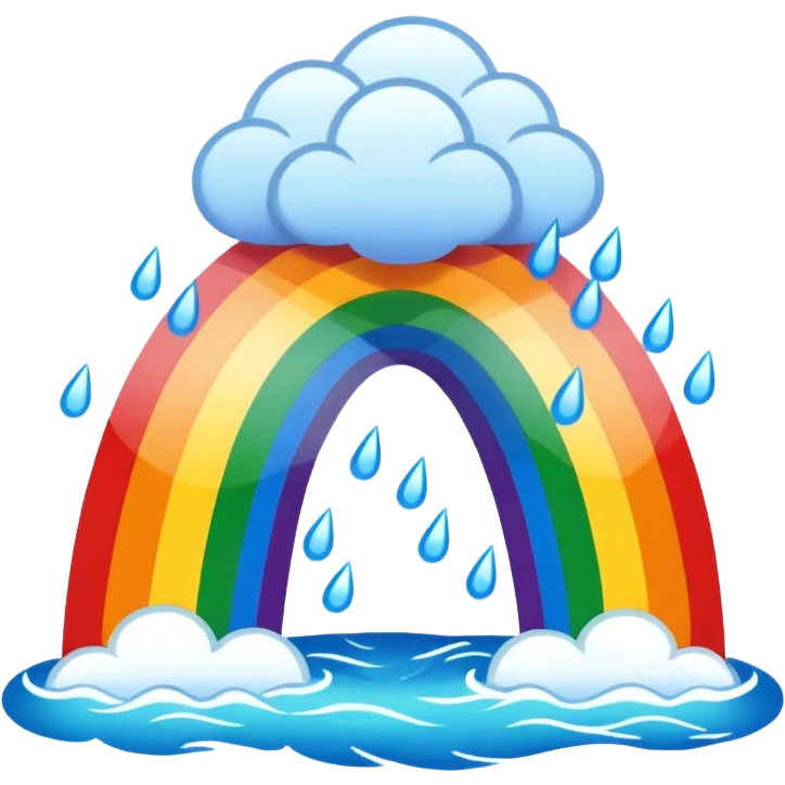 Realistic Tropical rainstorm with a rainbow  emoji