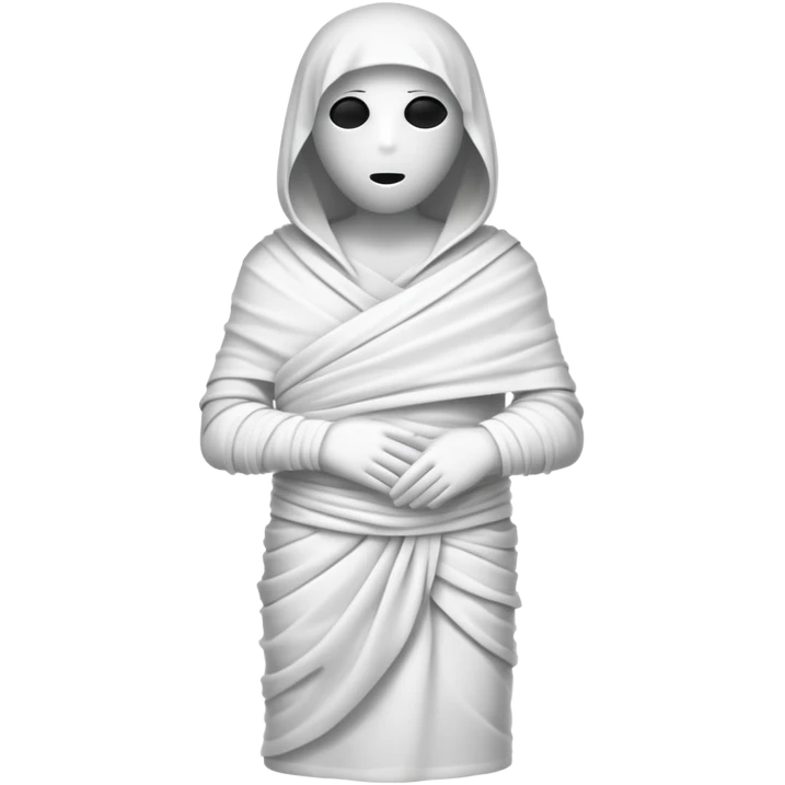 A silhouette of a figure being wrapped in fabric, like a mummy emoji