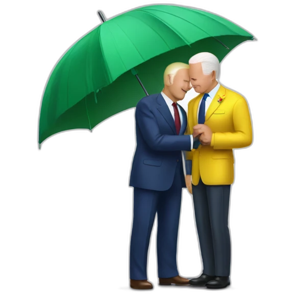 Biden and zelensky sharing an umbrella romantic emoji