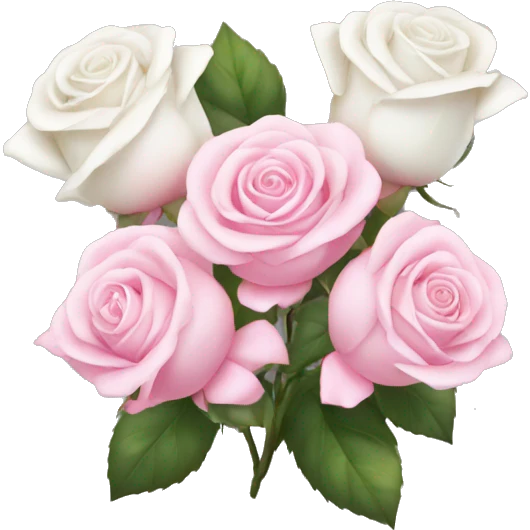 white and pink roses with bow emoji