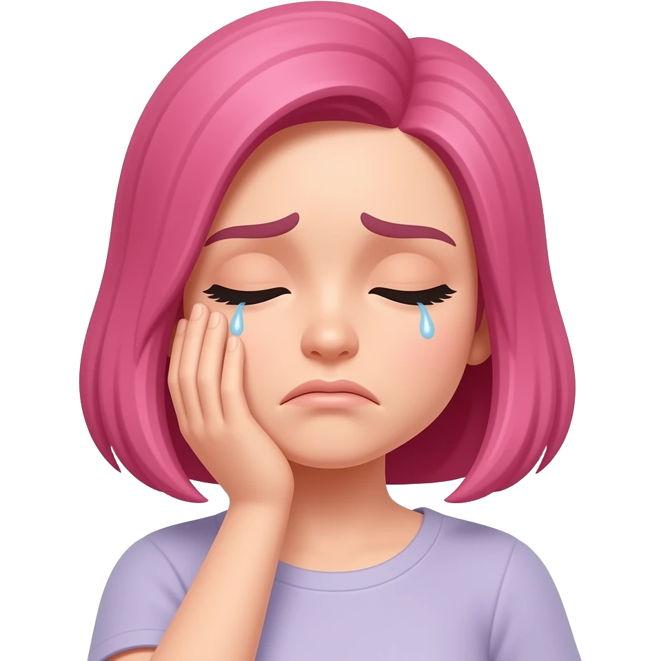 pink hair emoji female palm on face stress emoji