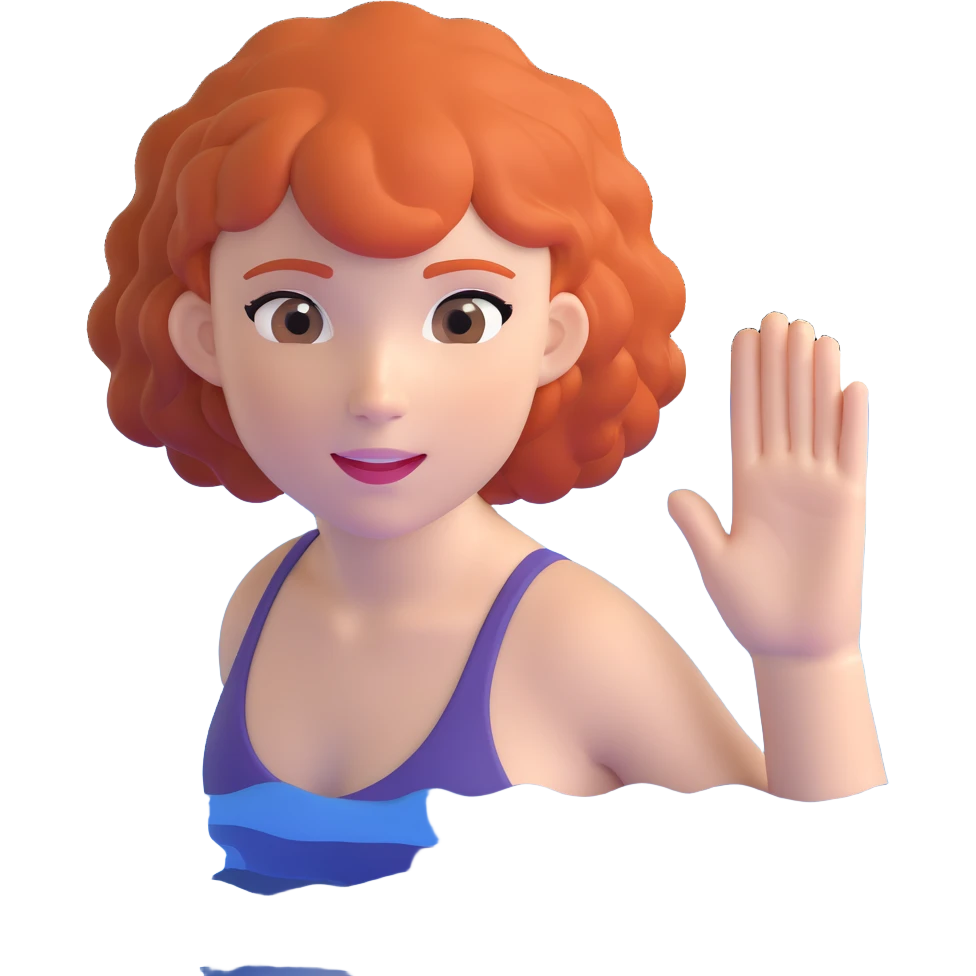 thin 18-year-old white female athlete swimmer with curly red hair about to enter a pool emoji