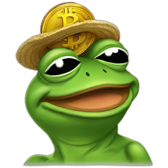 Pepe frog with bitcoin emoji