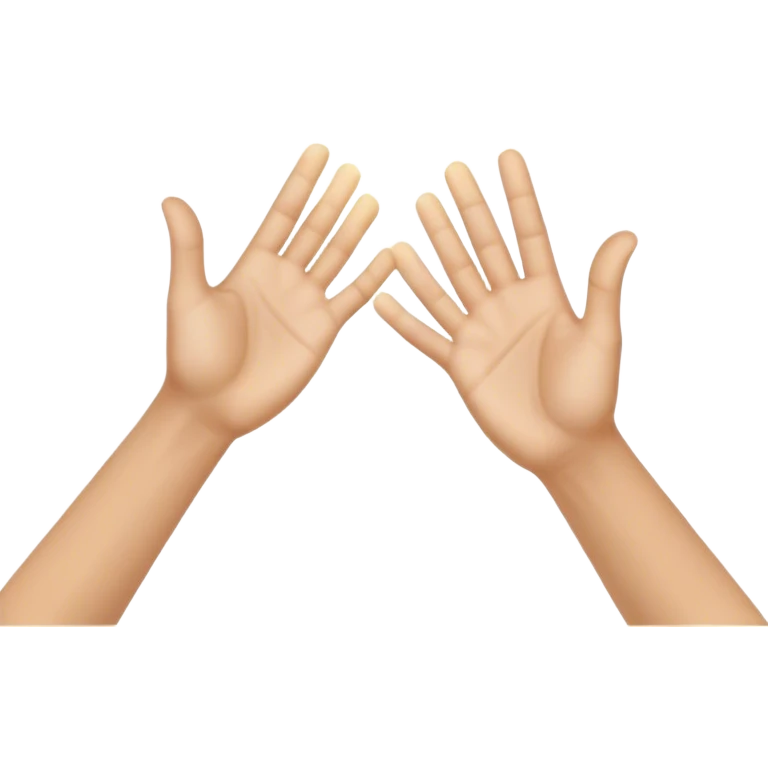 A dynamic depiction of two open hands meeting mid-air in a celebratory palm touch, with a subtle motion blur or impact lines to indicate movement. A small burst of energy or spark appears at contact, excitement, teamwork, or shared success. emoji