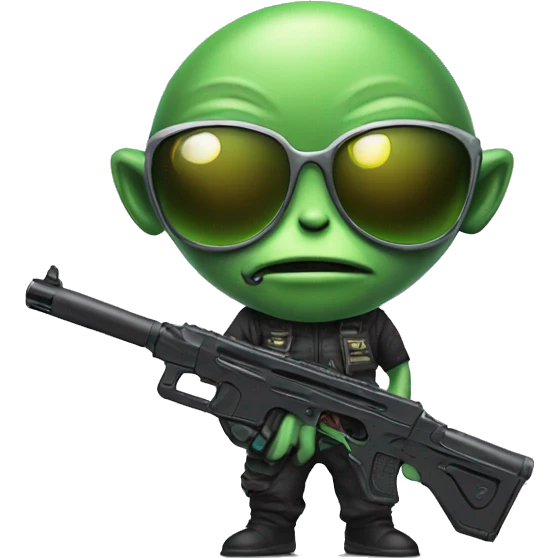 Alien with a gun and sunglasses emoji