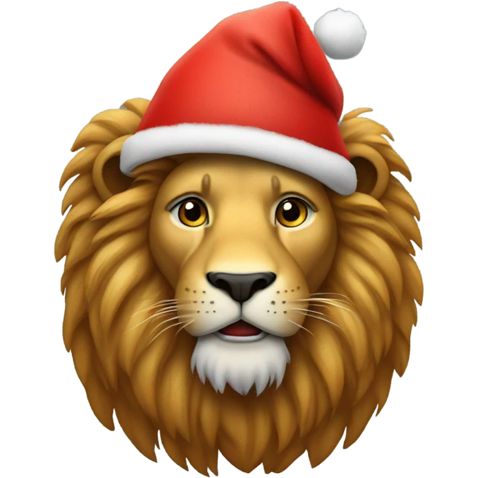 Lion wearing Santa hat emoji