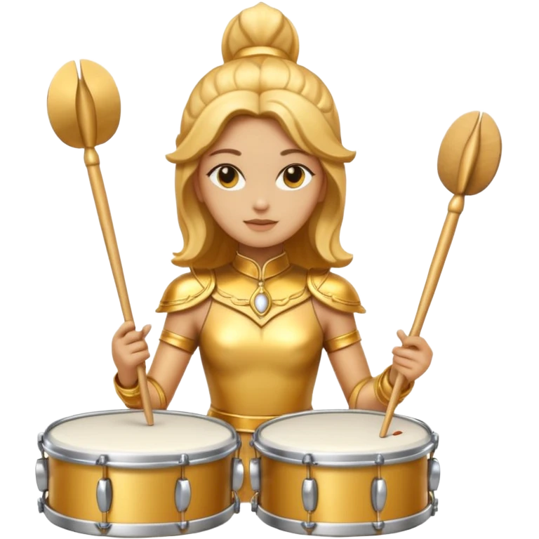 fully golden statue female drummer face golden emoji