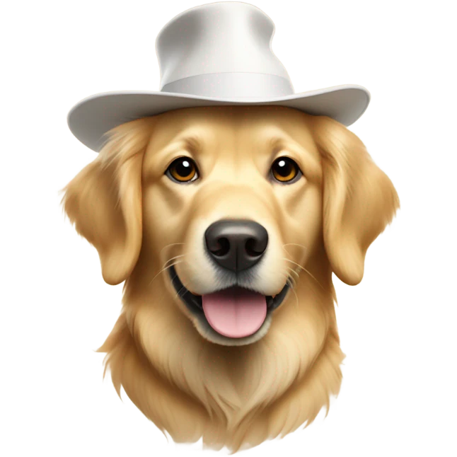 Golden retriver blanc avec chapeau pointue  d’anniversaire emoji
