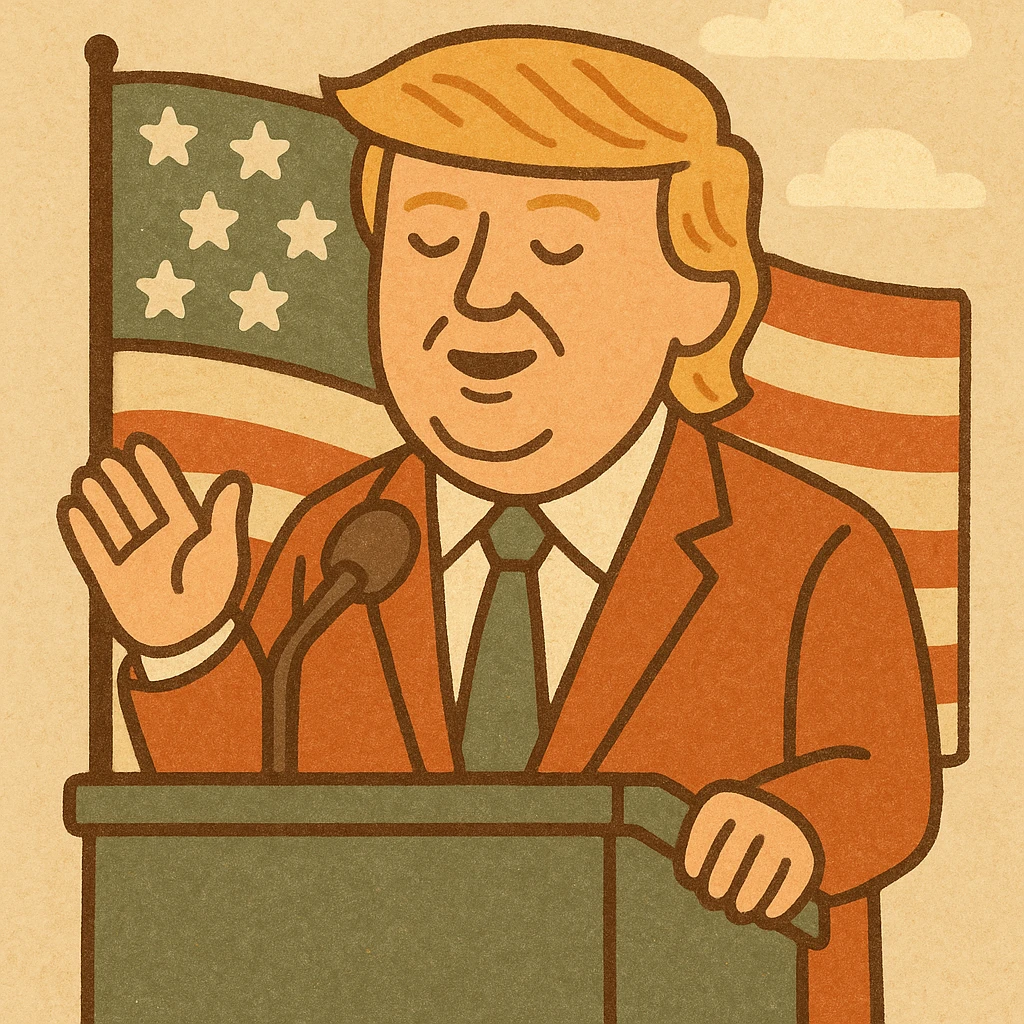 Donald Trump speaking at a rally emoji