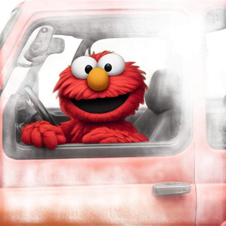 Elmo driving a truck emoji