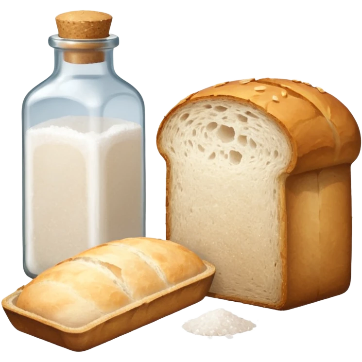 one simple a bottle of salt and a loaf of bread emoji