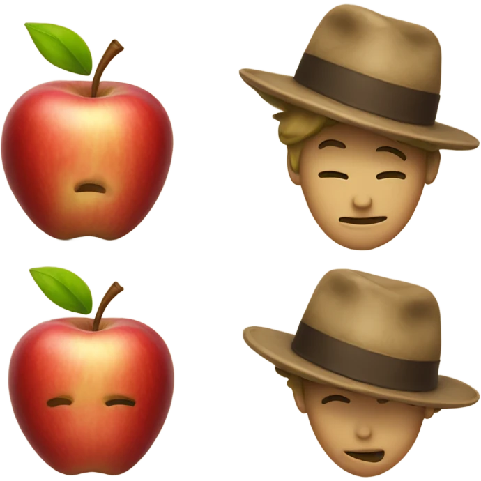 apple with hat emoji