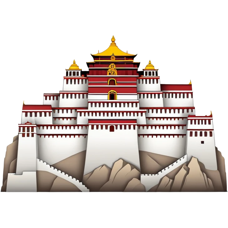 Tibetan Potala Palace Lhasa, simplified emoji style with bold outlines and bright colors, cartoon style white and red palace emoji
