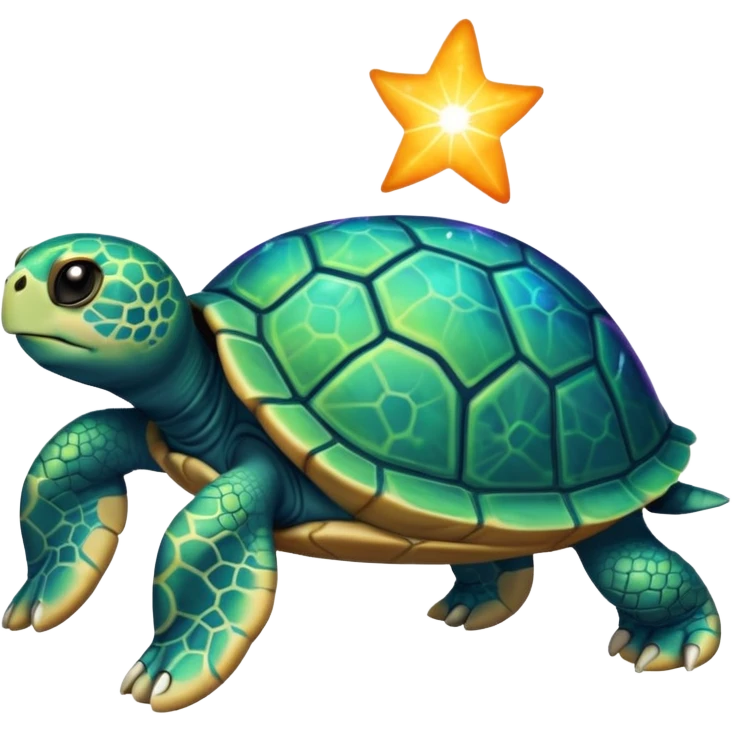 Create a single emoji of a Quasar Turtle in full body, shown at a slight side angle in a natural, characteristic pose with cosmic energy.

 emoji