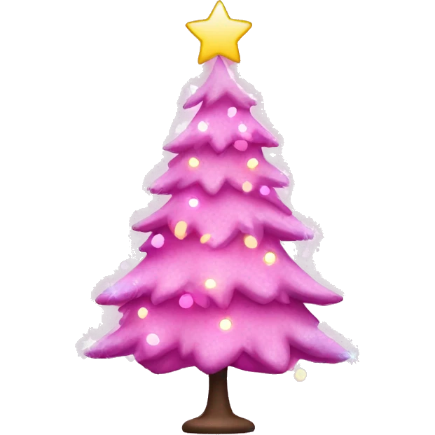 Pink Christmas tree with lights emoji