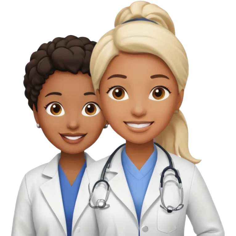 black female doctor and white technician emoji