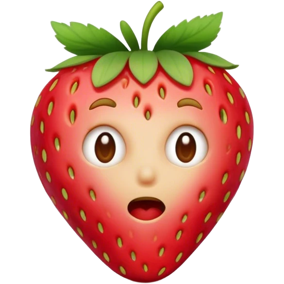 a strawberry saying oops emoji