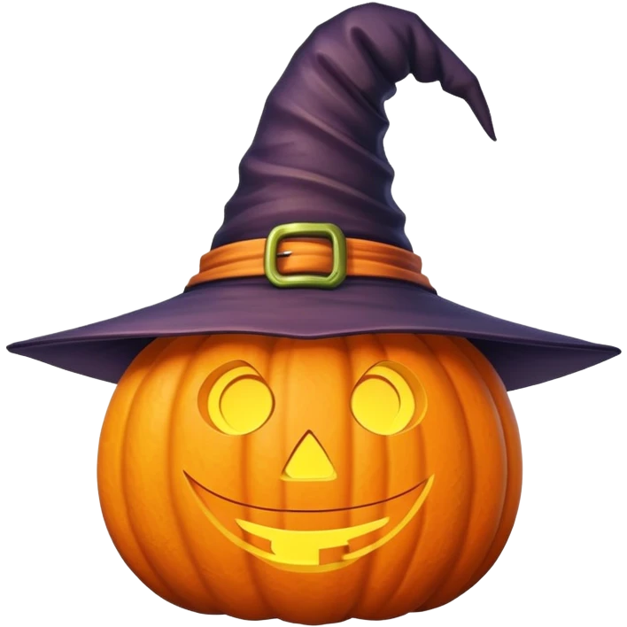 Pumpkin wearing a witch hat emoji