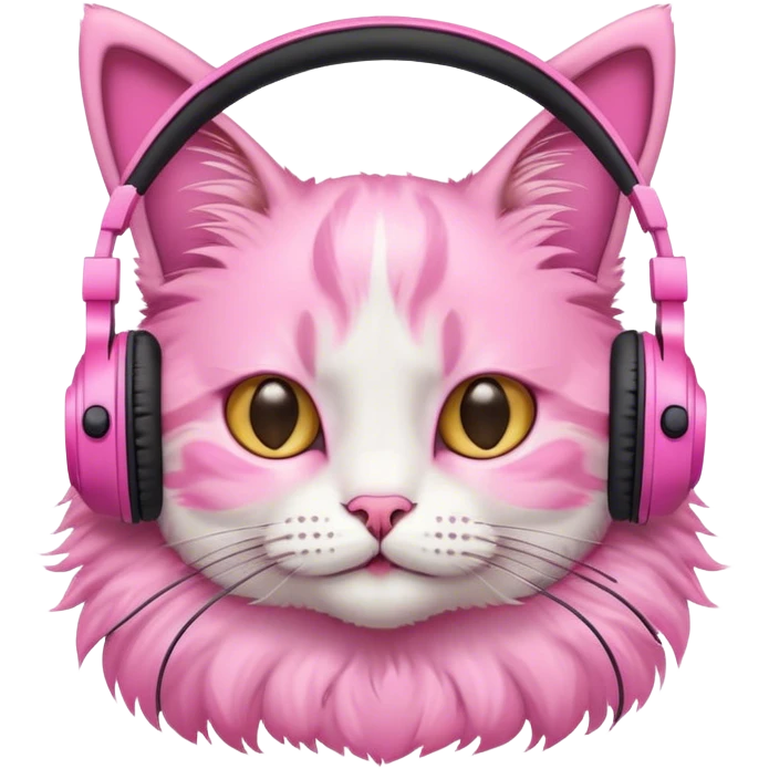A cat with headphones and make sure their pink  emoji
