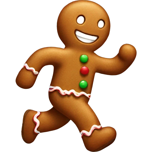 Gingerbread man running from oven emoji