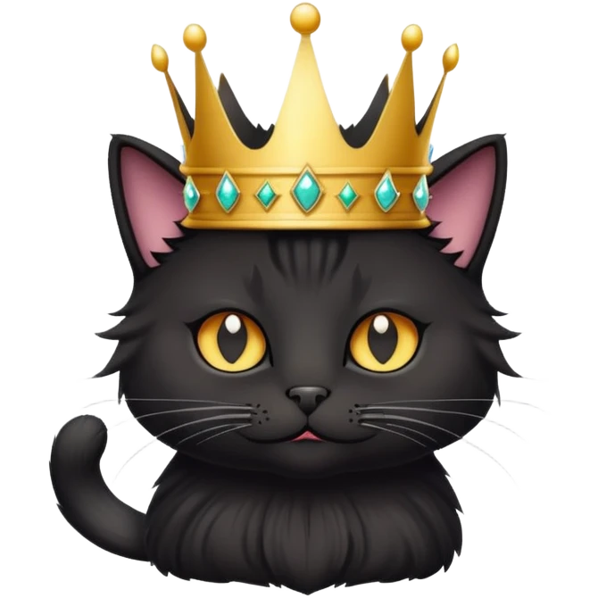 Fluffy Black Cat in a crown emoji