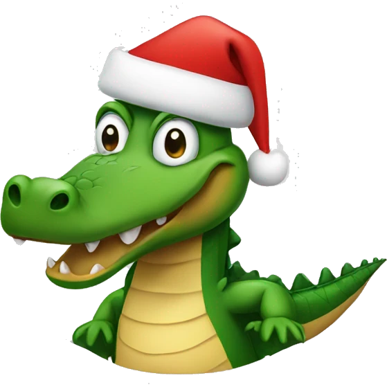 Alligator wearing Santa hat emoji