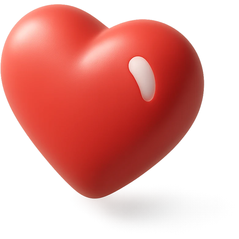 3D red heart with a glossy finish, emoji style emoji