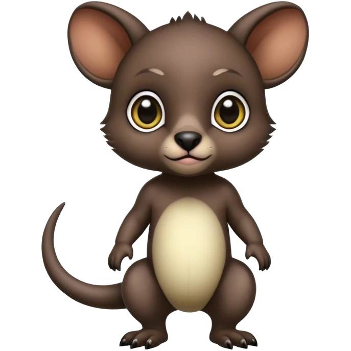 Adorable dark baby edgy animal-hybrid full body, big Eyes, marsupial  emoji