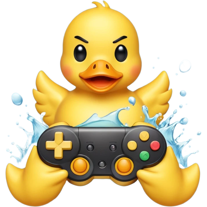 Rubber ducky angrily button smashing video game controller playing video game emoji