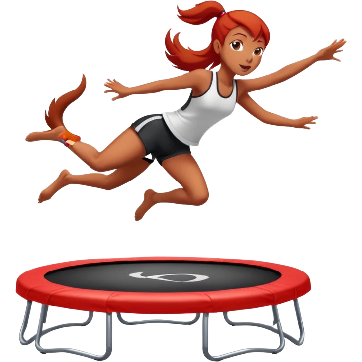 Girl red doberman jumping on trampoline  emoji