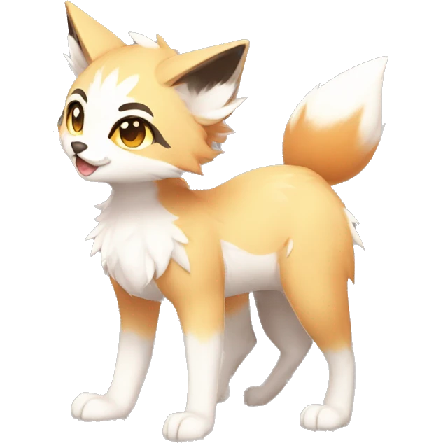 shiny anthro-sparkle-furry fur-sona kemono-style-chibi-style cat-fox-Fakémon-hybrid full body emoji