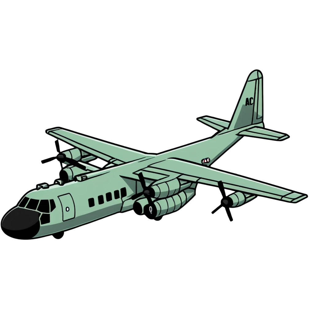 AC-130 gunship military aircraft with visible cannons and weapons emoji