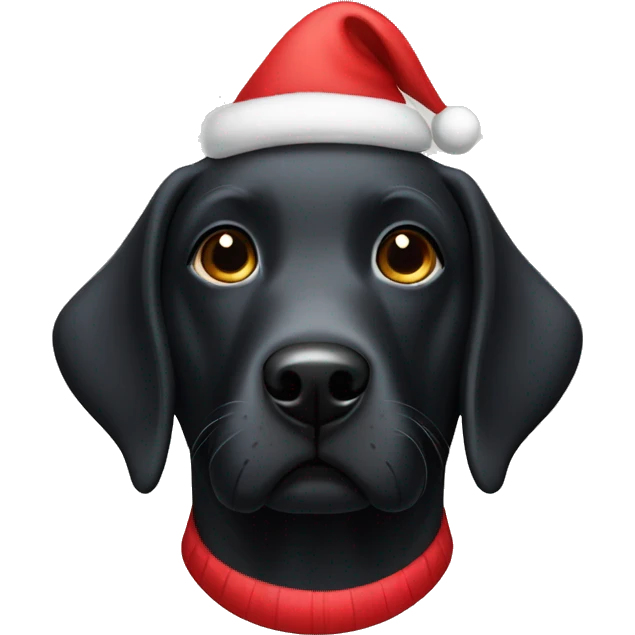 Black labrador with christmas hat emoji