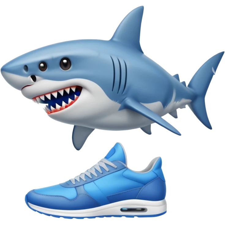 make a shark with blue sneakers emoji
