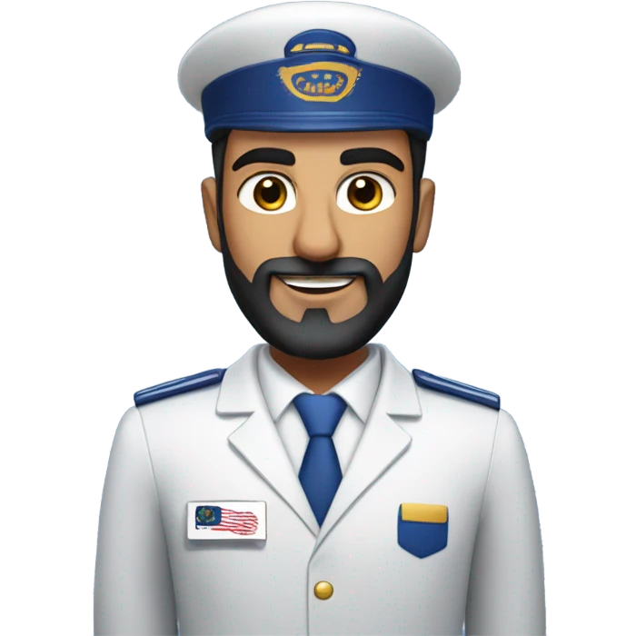 Male Persian Flight attendant with beard at United airlines  emoji