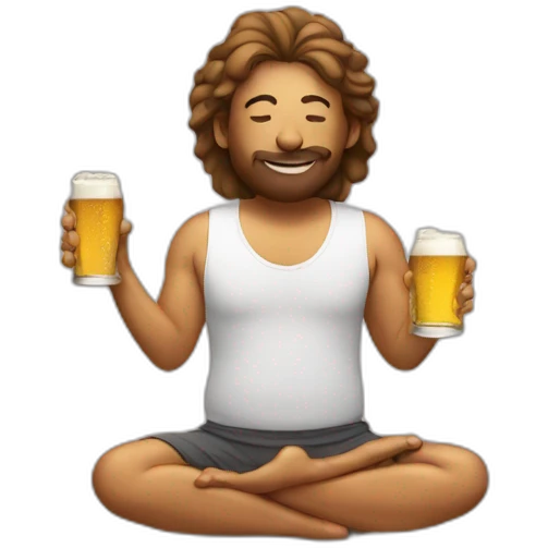 Yoga drinking à beer emoji