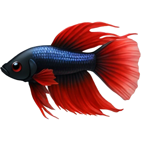 Black betta fish short fins tiny red lines  emoji