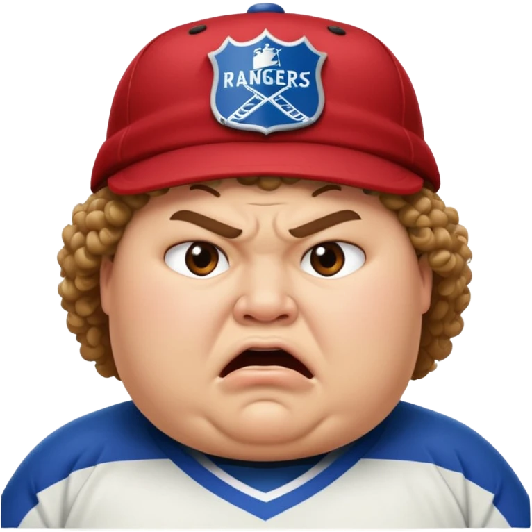 angry face curly hair and rangers hockey hat obese face emoji