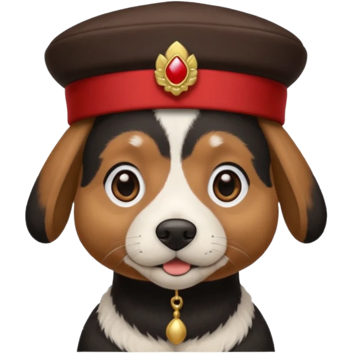 black suited dog with fes hat emoji